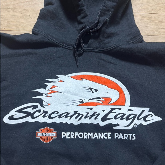 Harley-Davidson Black Hoodie with Eagle Graphic mens size small - Picture 2 of 7